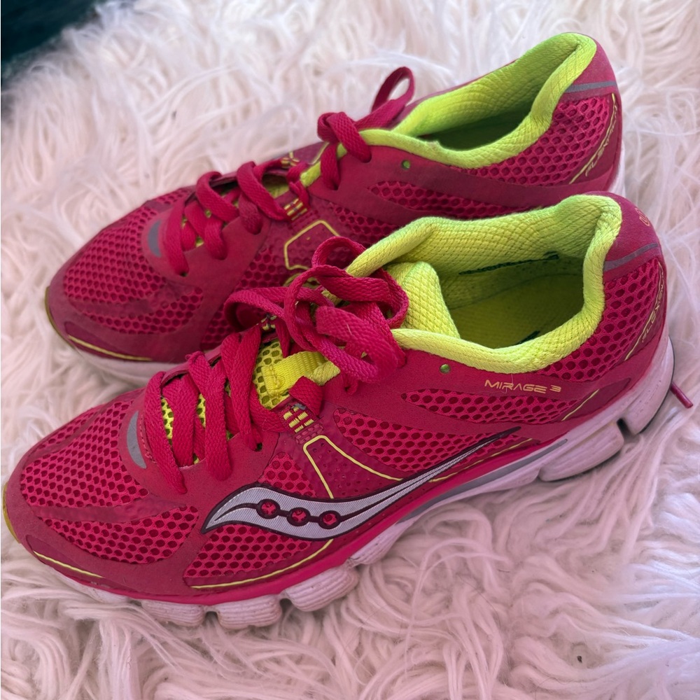 Saucony Mirage 3 Running Shoes Pink Citron Silver Women’s Size 7